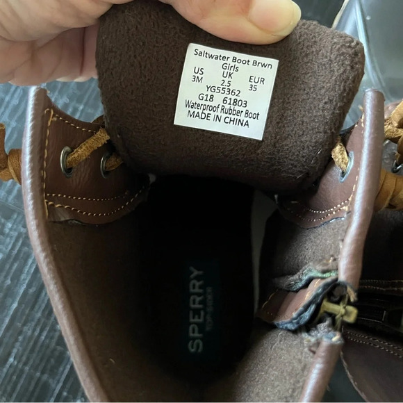 Sperry Saltwater Side Zip Rain Duck Boots Sz 3 - Picture 7 of 8